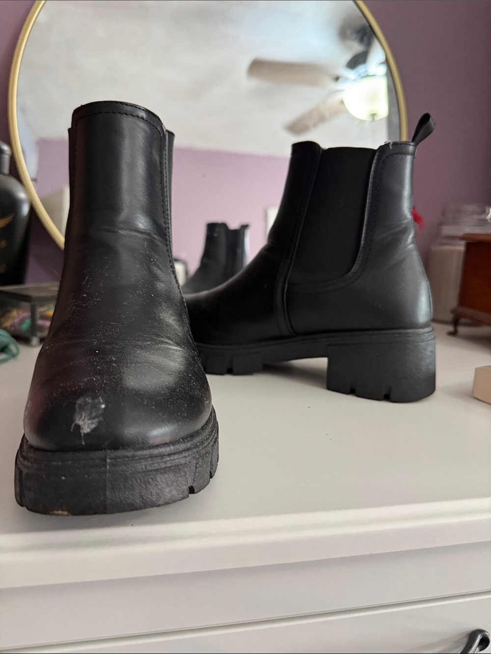 Wanted Black Chelsea Lug-Sole Ankle Booties